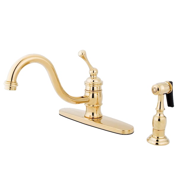 8" Kitchen Faucet W/ Brass Sprayer, Polished Brass